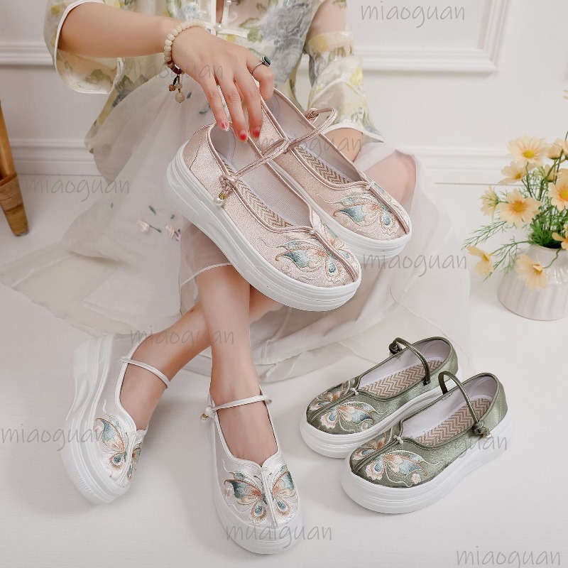 Ethnic Fabric - Women's Chinese Style Embroidered Platform Mary