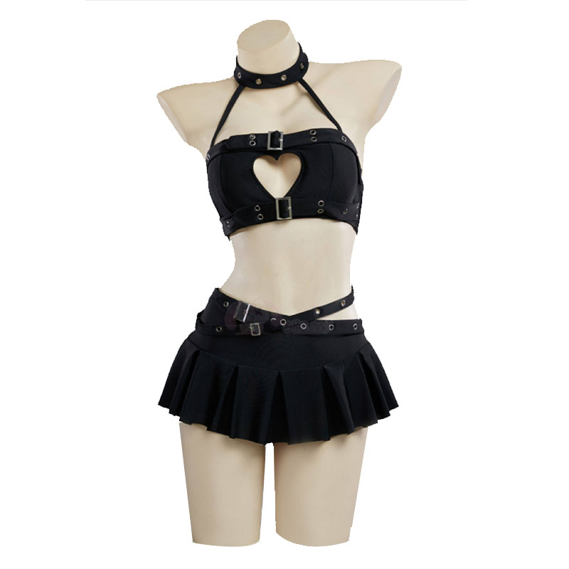 Ethnic Outfit - Gothic Punk Heart Hollow Halter Swimsuit