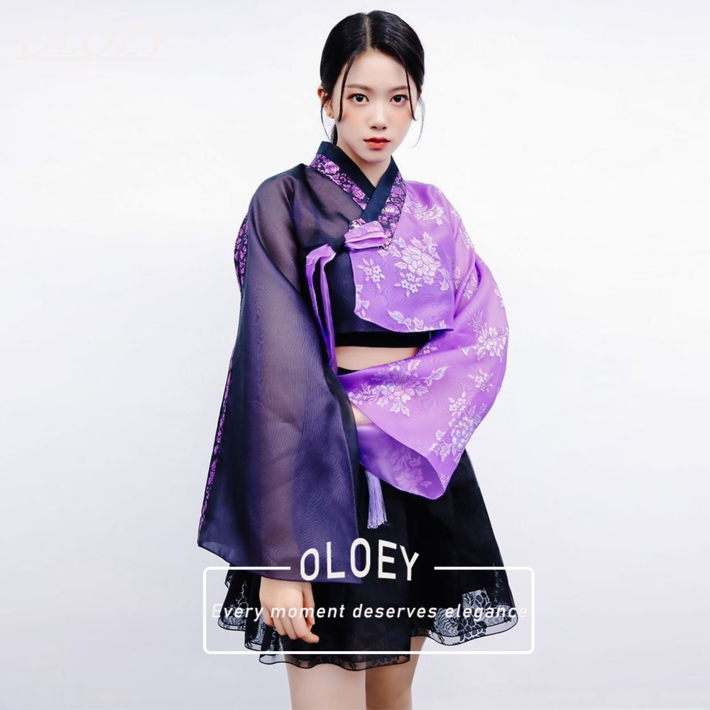 Hanbok Modern Set - OLOEY Vintage Black Purple Hanbok 3