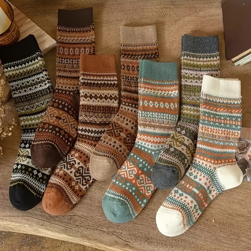 Retro 7-Color Mid-Calf Socks f - Ethnic Fashion Design review and price