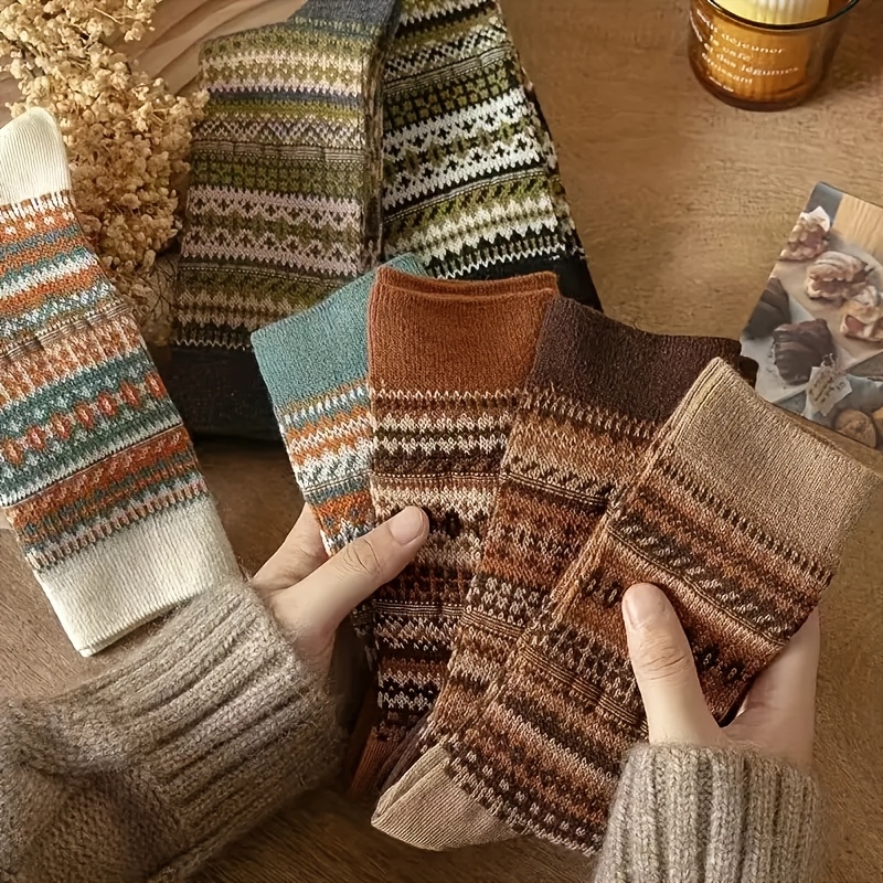 Retro 7-Color Mid-Calf Socks f - Ethnic Fashion Design review and price