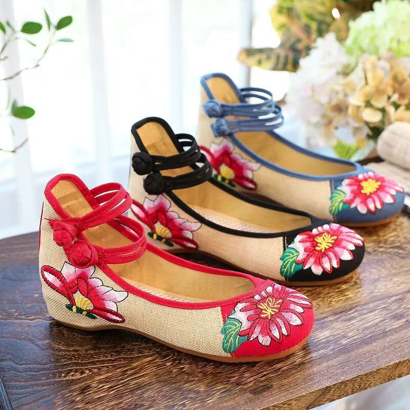 Woman Wedges Embroidered Cloth - Ethnic Fabric review and price