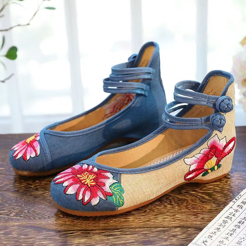Woman Wedges Embroidered Cloth - Ethnic Fabric review and price